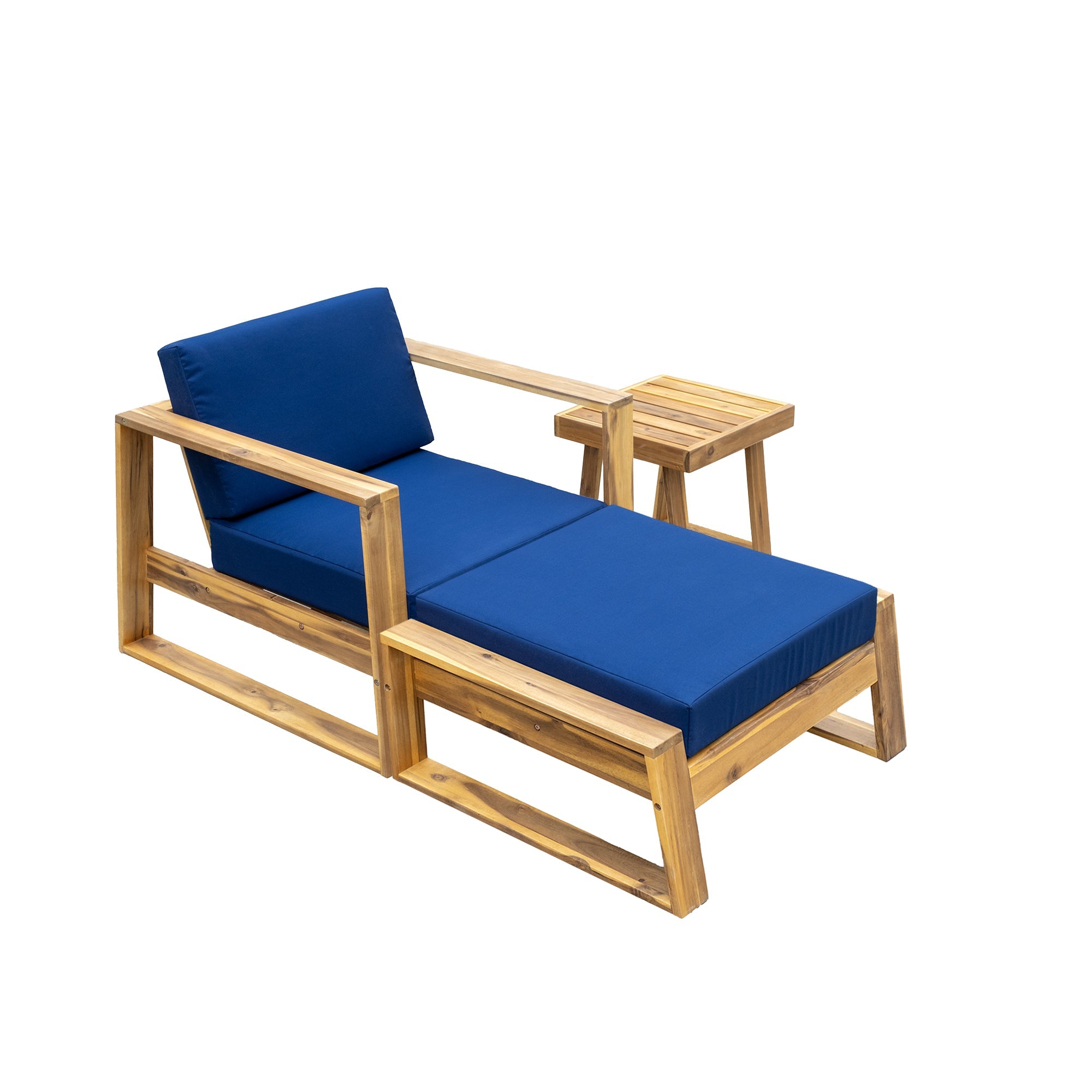 U_STYLE Acacia Wood Outdoor Lounge Set - Chair and Ottoman