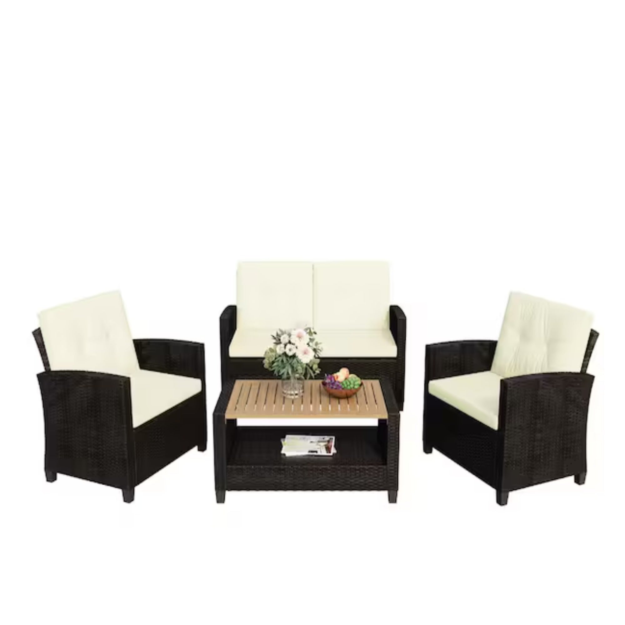 4-Piece All Weather Wicker Outdoor Patio Conversation Set