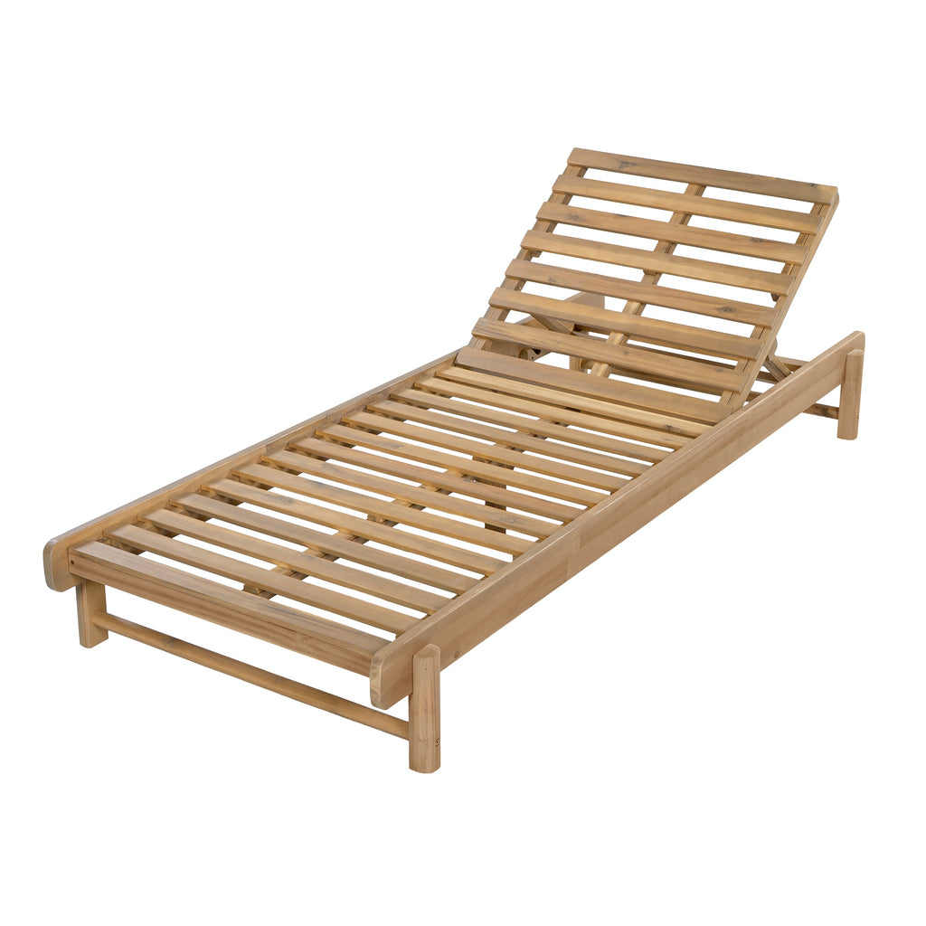 Light Teak Finish Acacia Wood Chaise Lounge Frame