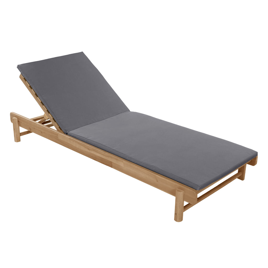 Light Teak Acacia Wood Chaise Lounge Set: 1 Frame + 1 2-Fold Dark