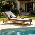 Light Teak Acacia Wood Chaise Lounge Set