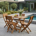 Natural 5-Piece Acacia Wood Outdoor Patio Dining Set