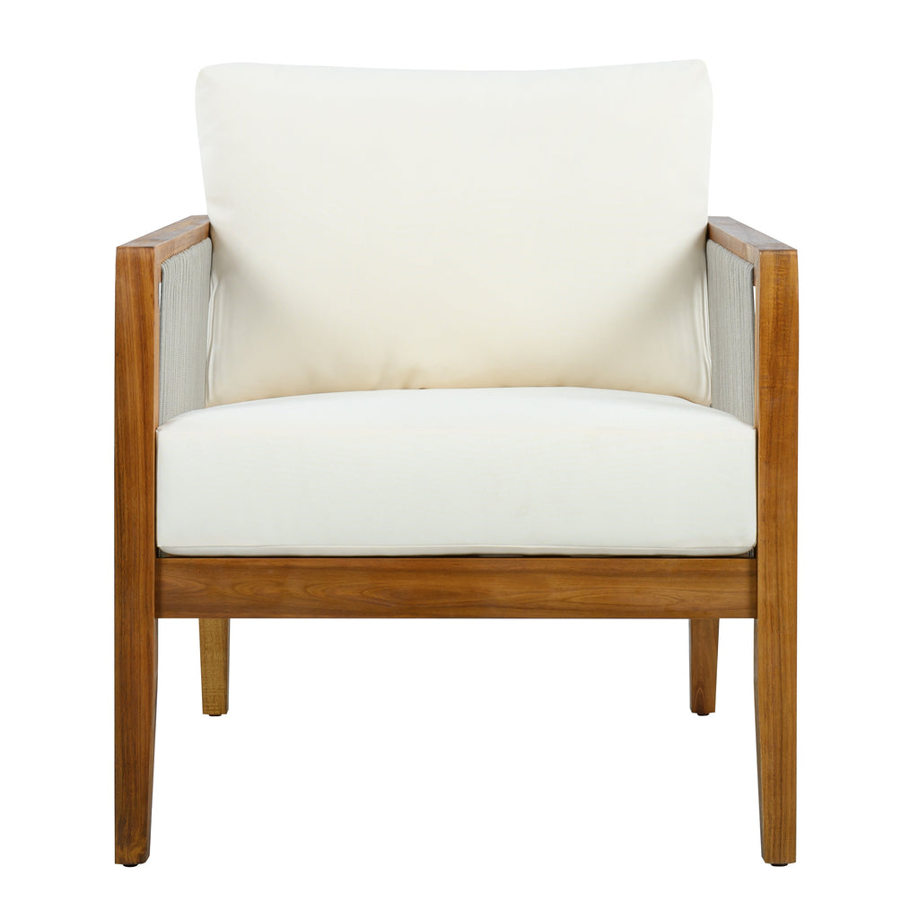 Outdoor 4-Piece Sofa Set, Acacia Wood Frame with Rope Detail