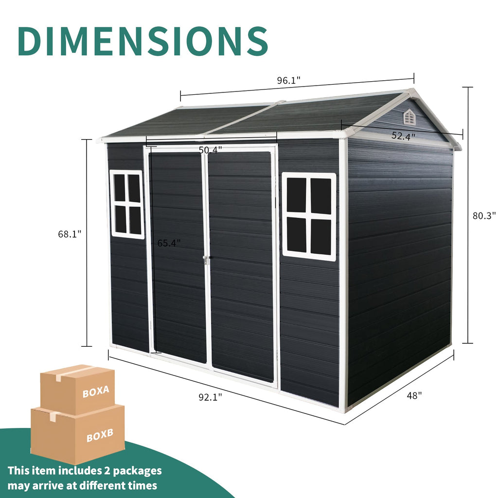 8x4ft Outdoor Resin Garden Shed