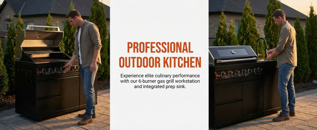 62.6 Inch 6-Burner Deluxe Stainless Steel Propane Gas Outdoor Kitchen Grill