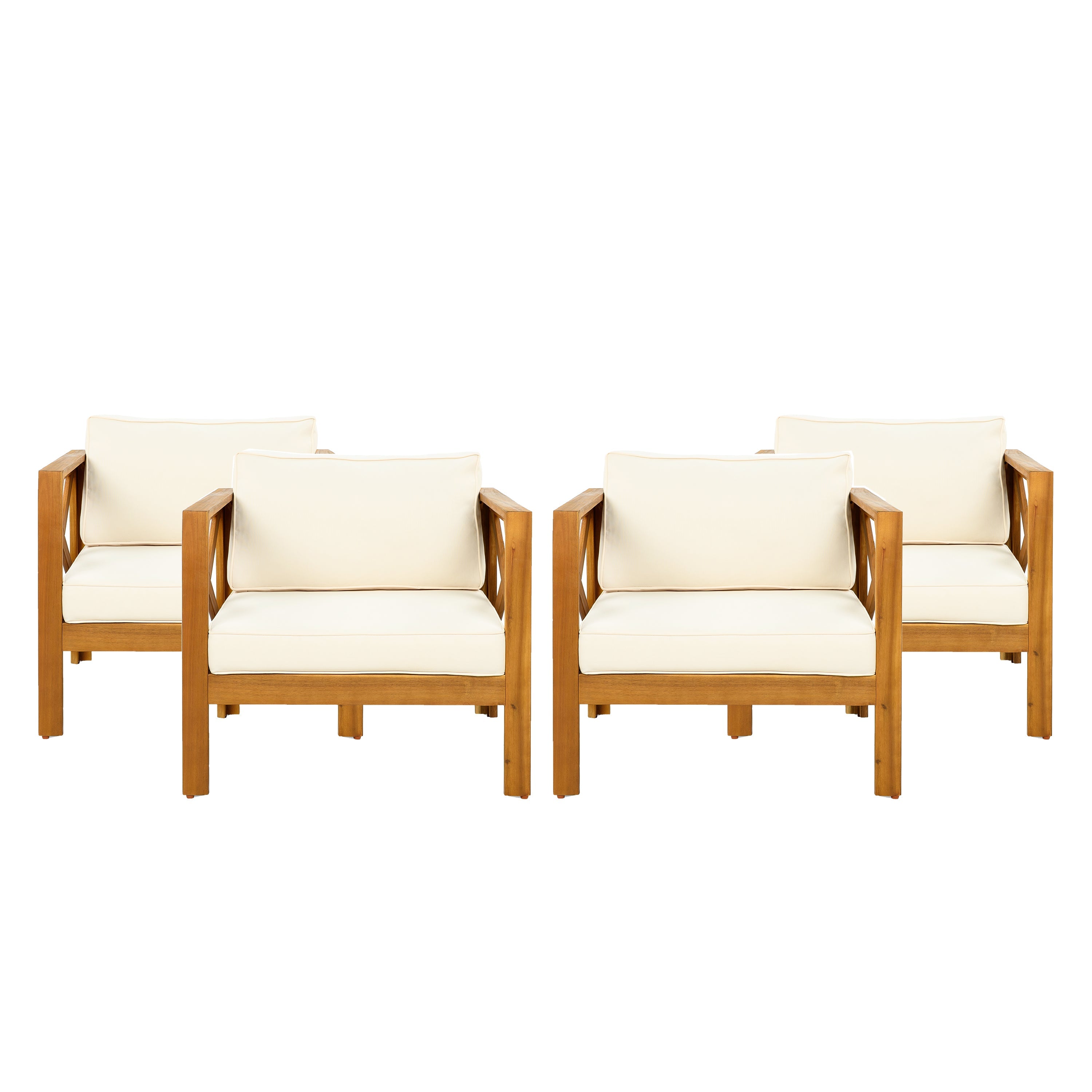 Patio Conversation Set, Outdoor Wood Leisure Seat (Set of 2)