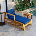 U_STYLE Acacia Wood Outdoor Lounge Set - Chair and Ottoman