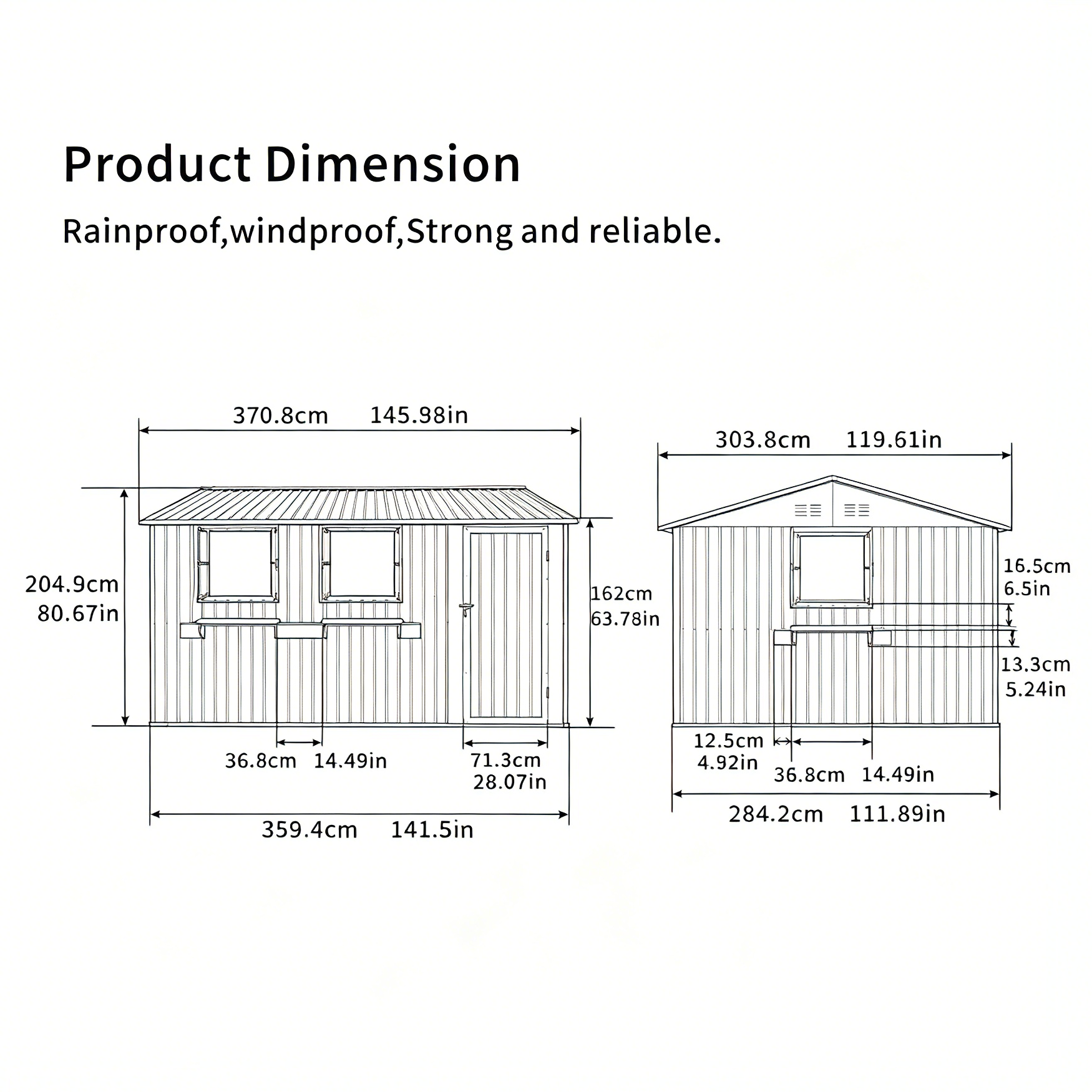 12x10 FT Outdoor Metal Storage Shed