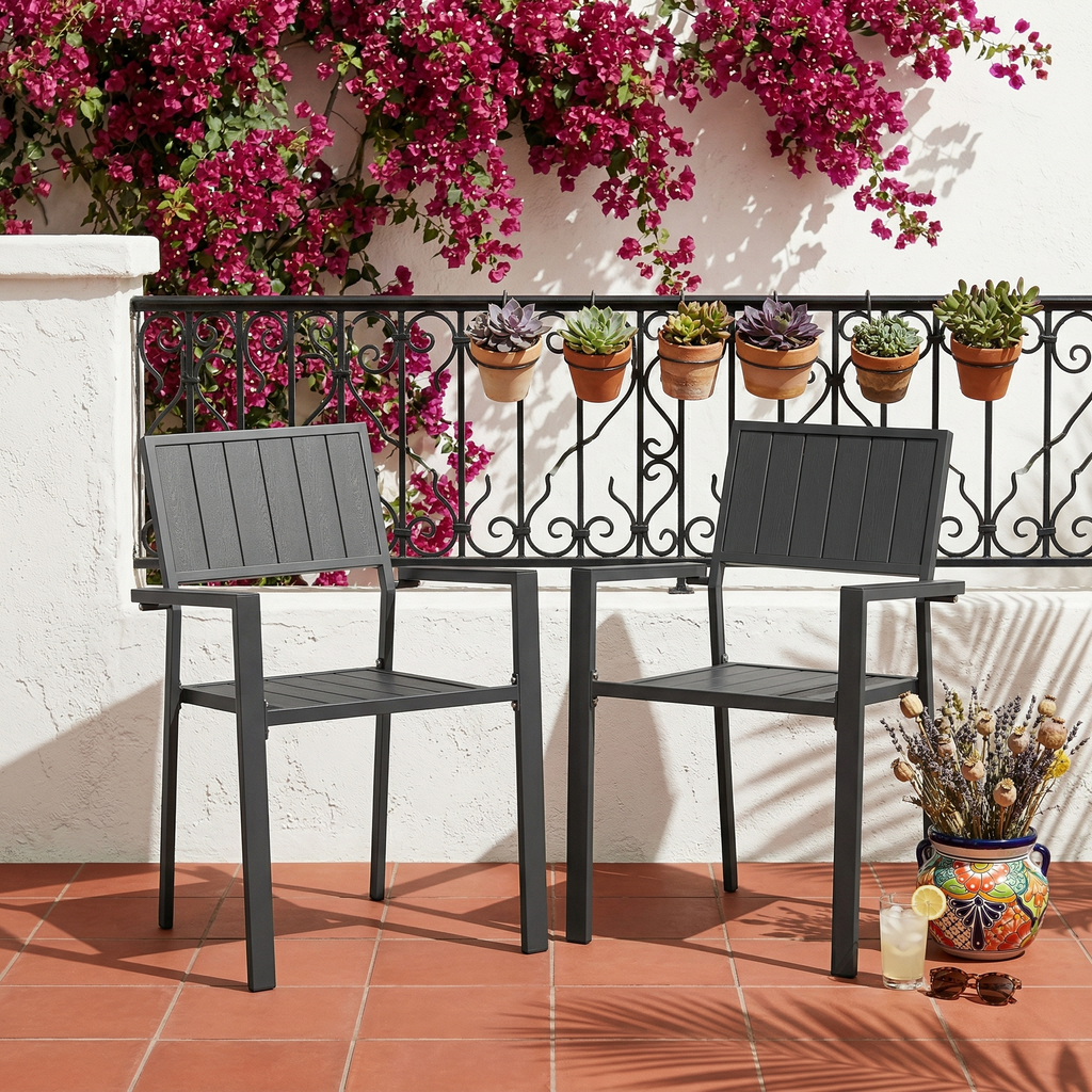 Modern Outdoor Indoor Metal Side Chair Set of 2