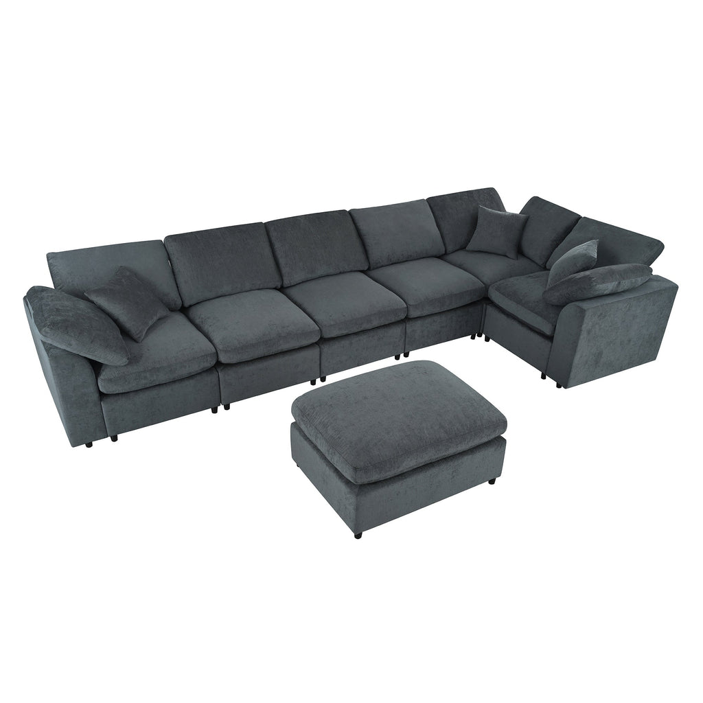U_Style 120.8" Extra Large 7-Seater Modular Sectional Sofa