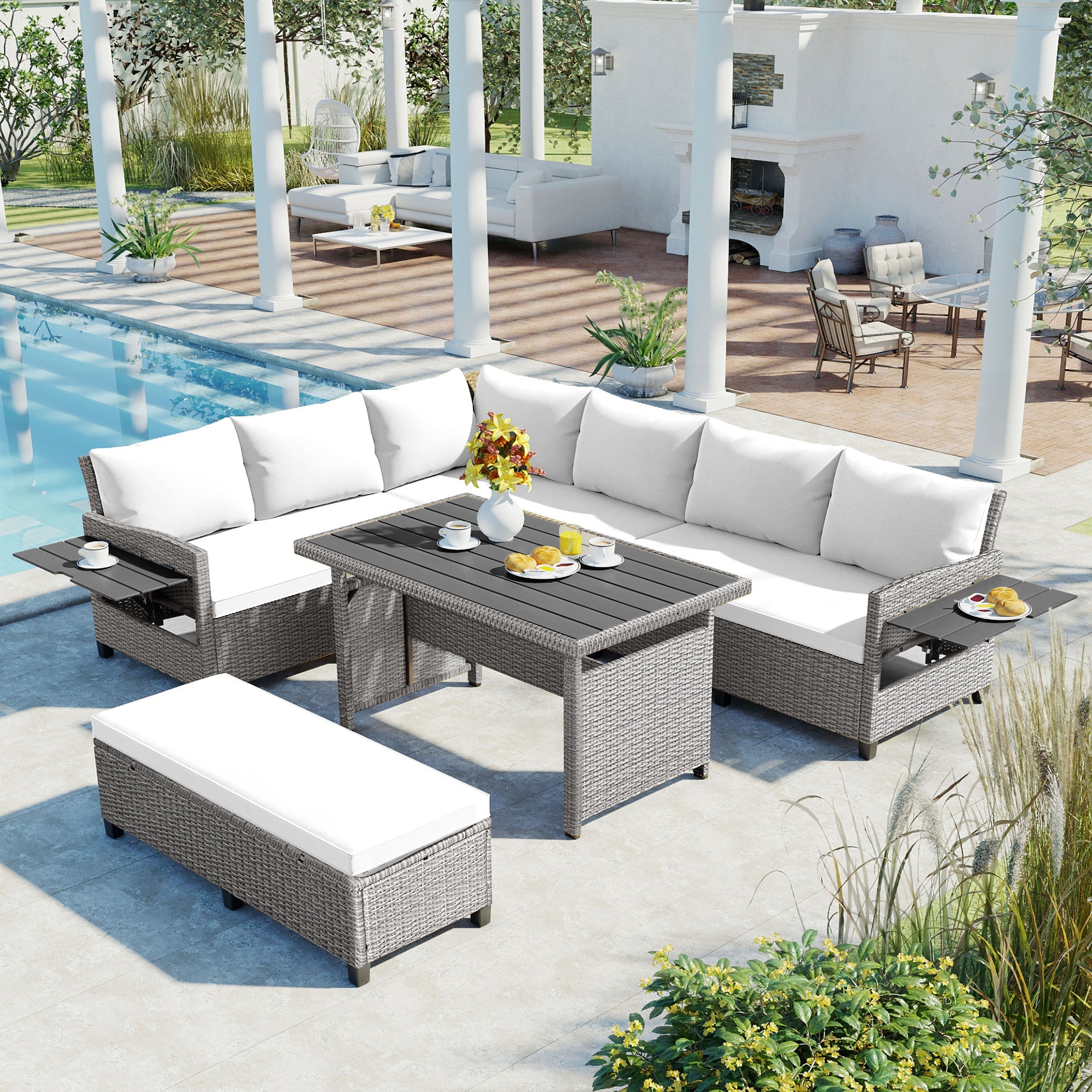 TOMAX 5-Piece Outdoor Patio Rattan Sofa Set