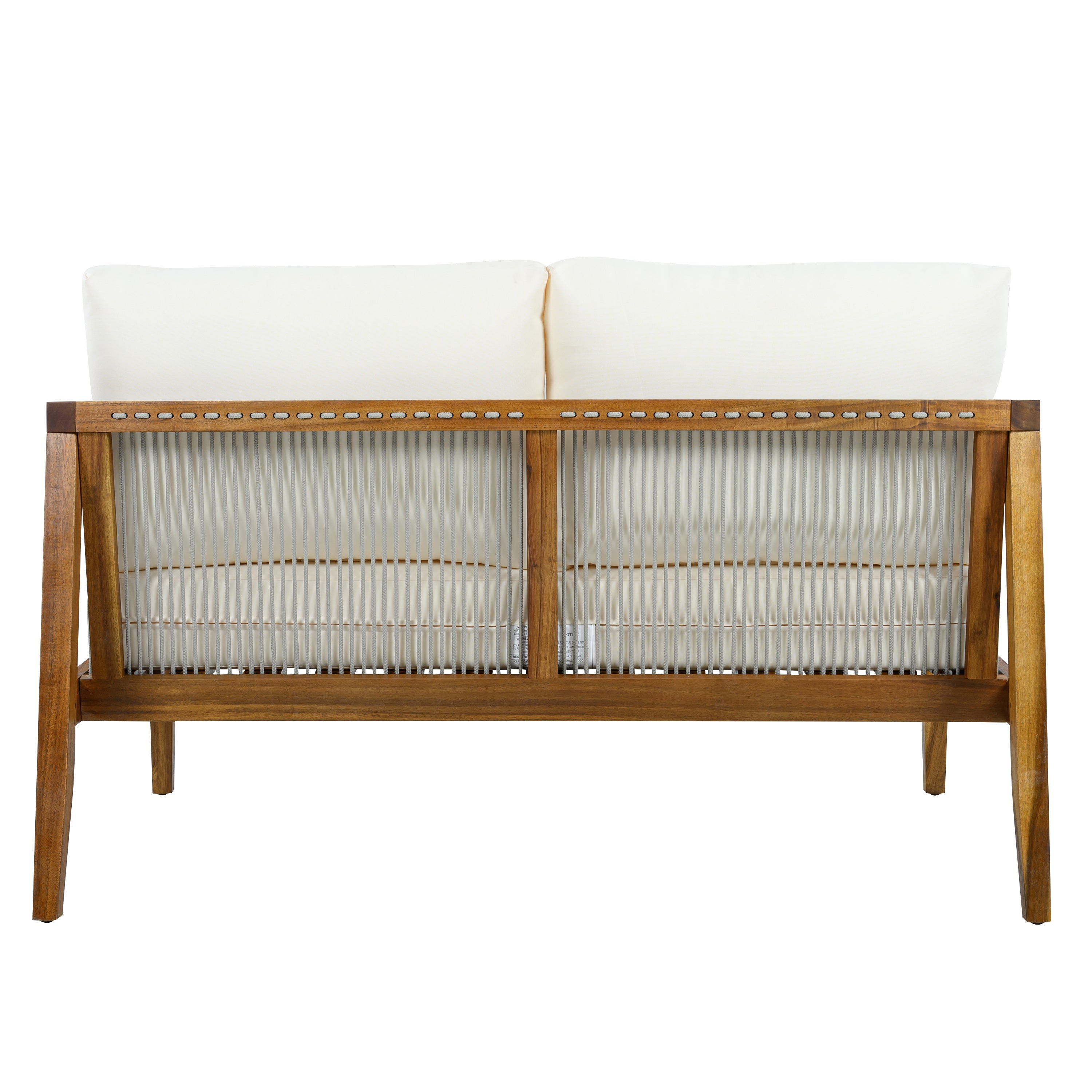 Outdoor 4-Piece Sofa Set, Acacia Wood Frame with Rope Detail