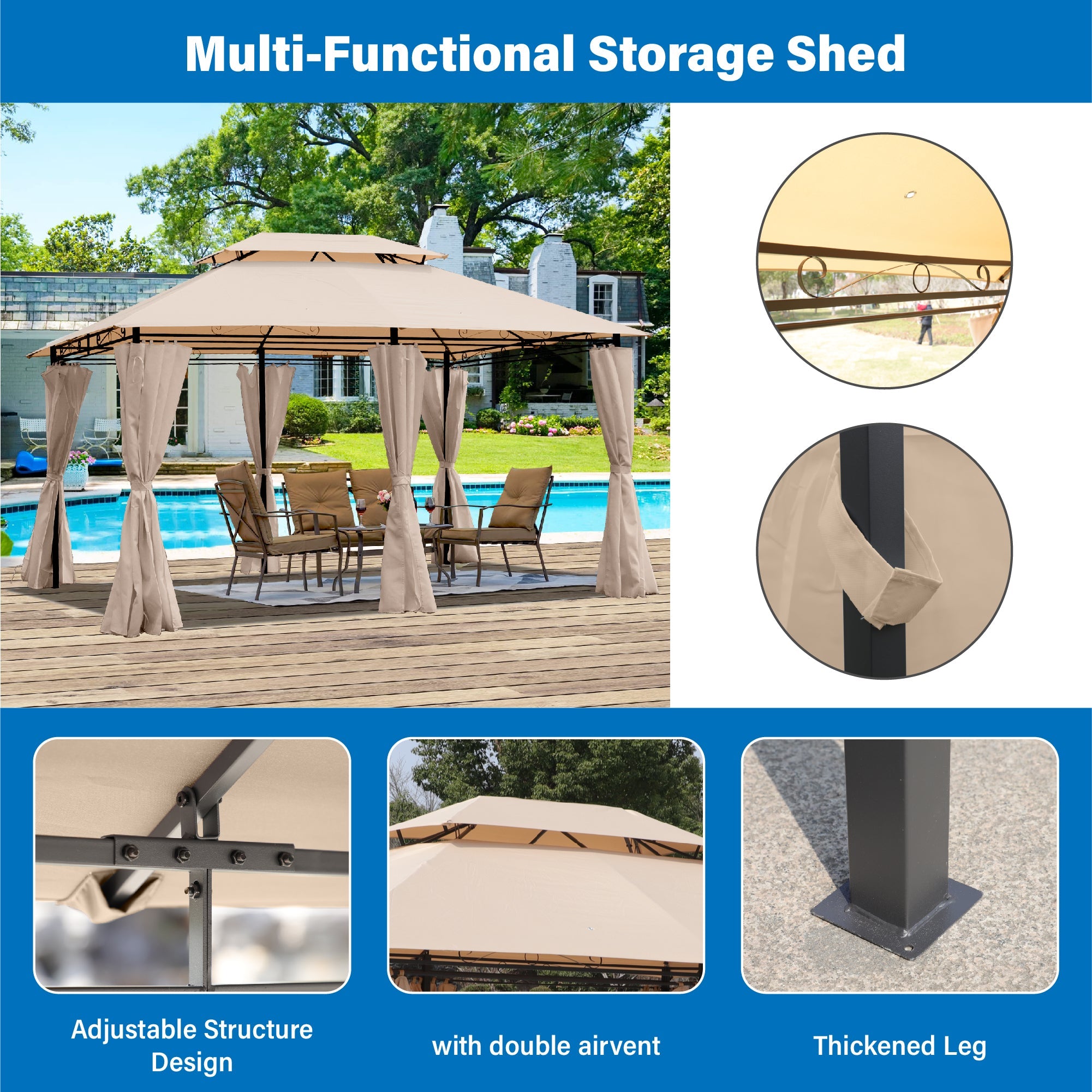 13x10 Outdoor Patio Gazebo Canopy Tent