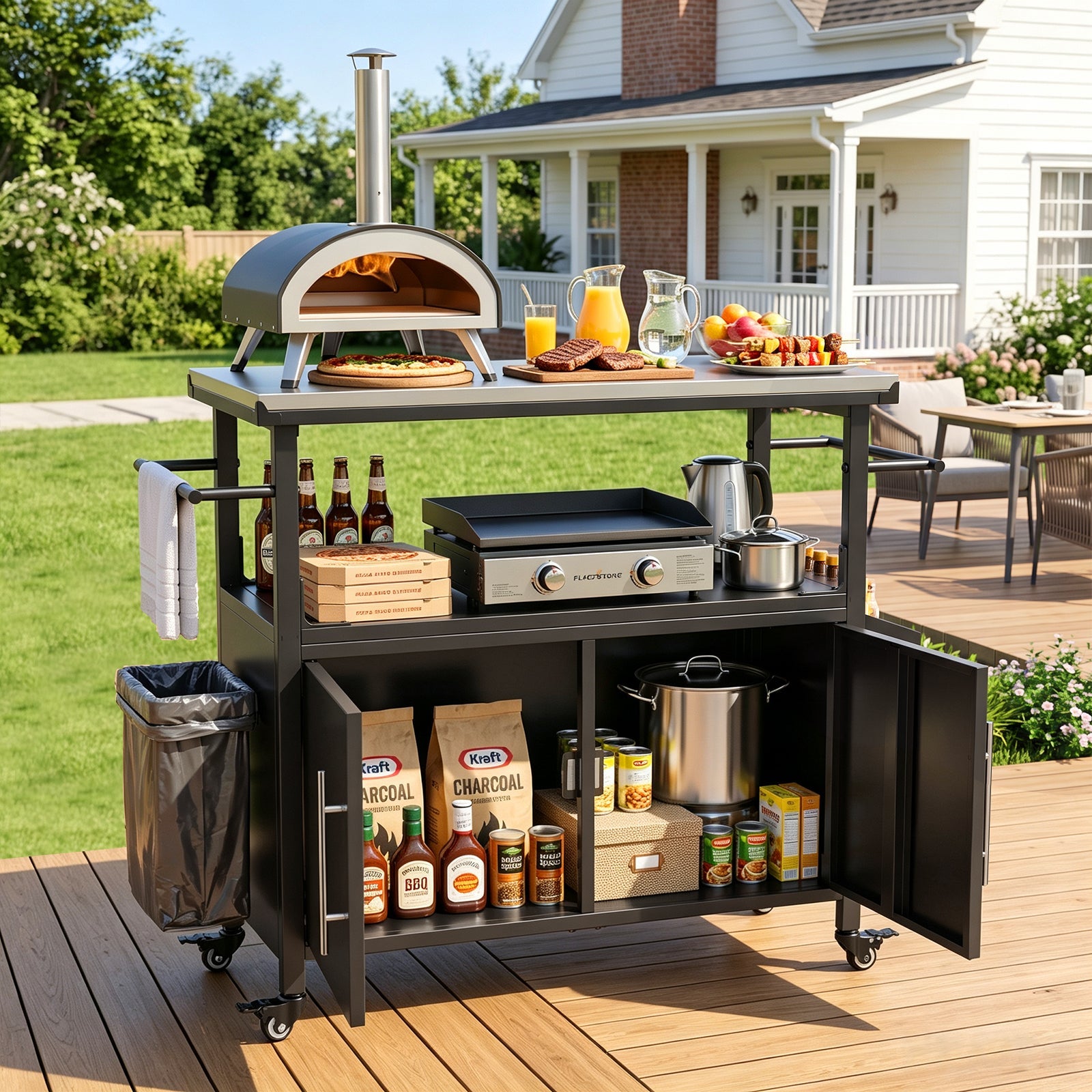 Outdoor Grill Cart with Storage