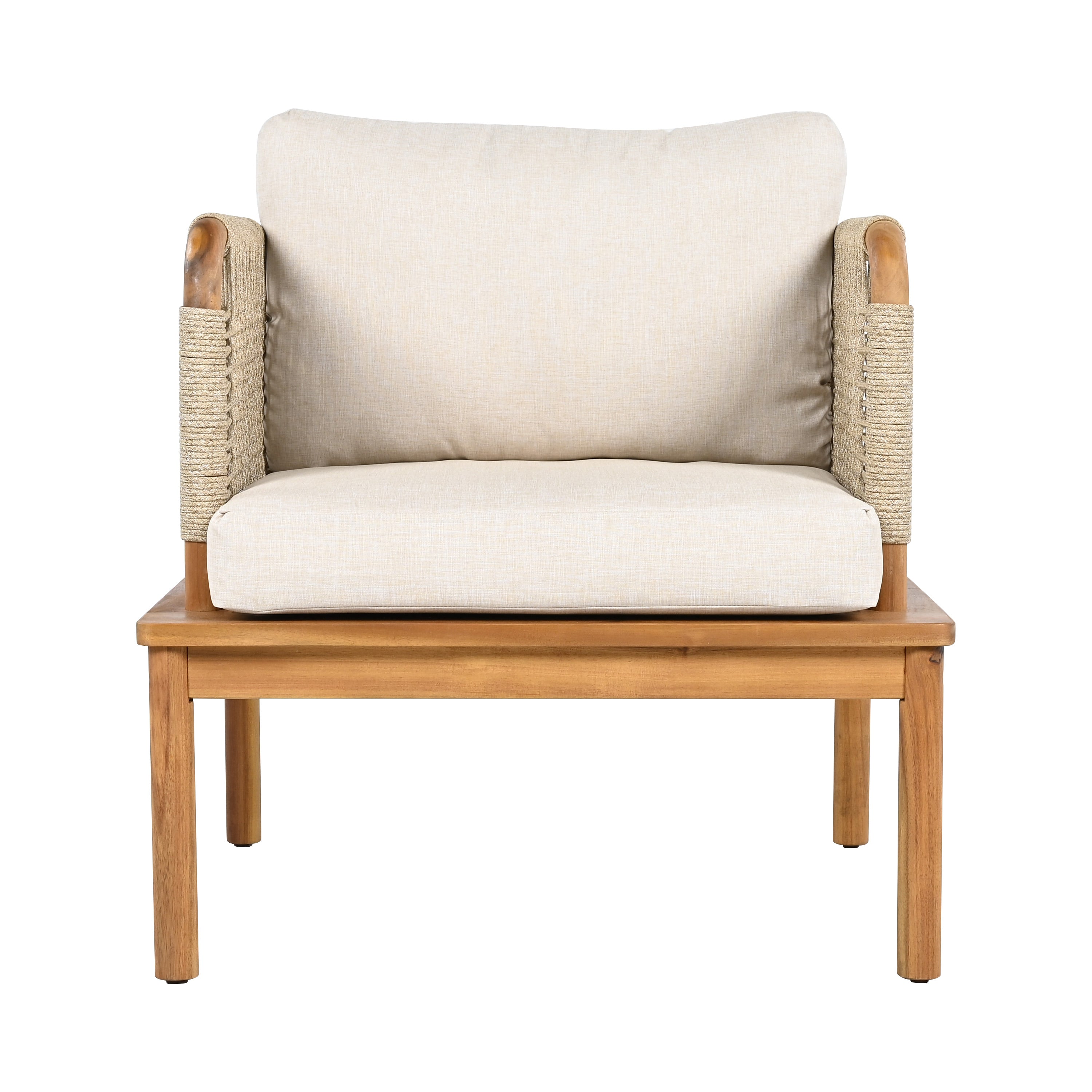Outdoor 5-Piece Acacia Wood and Rope Patio Sofa Set