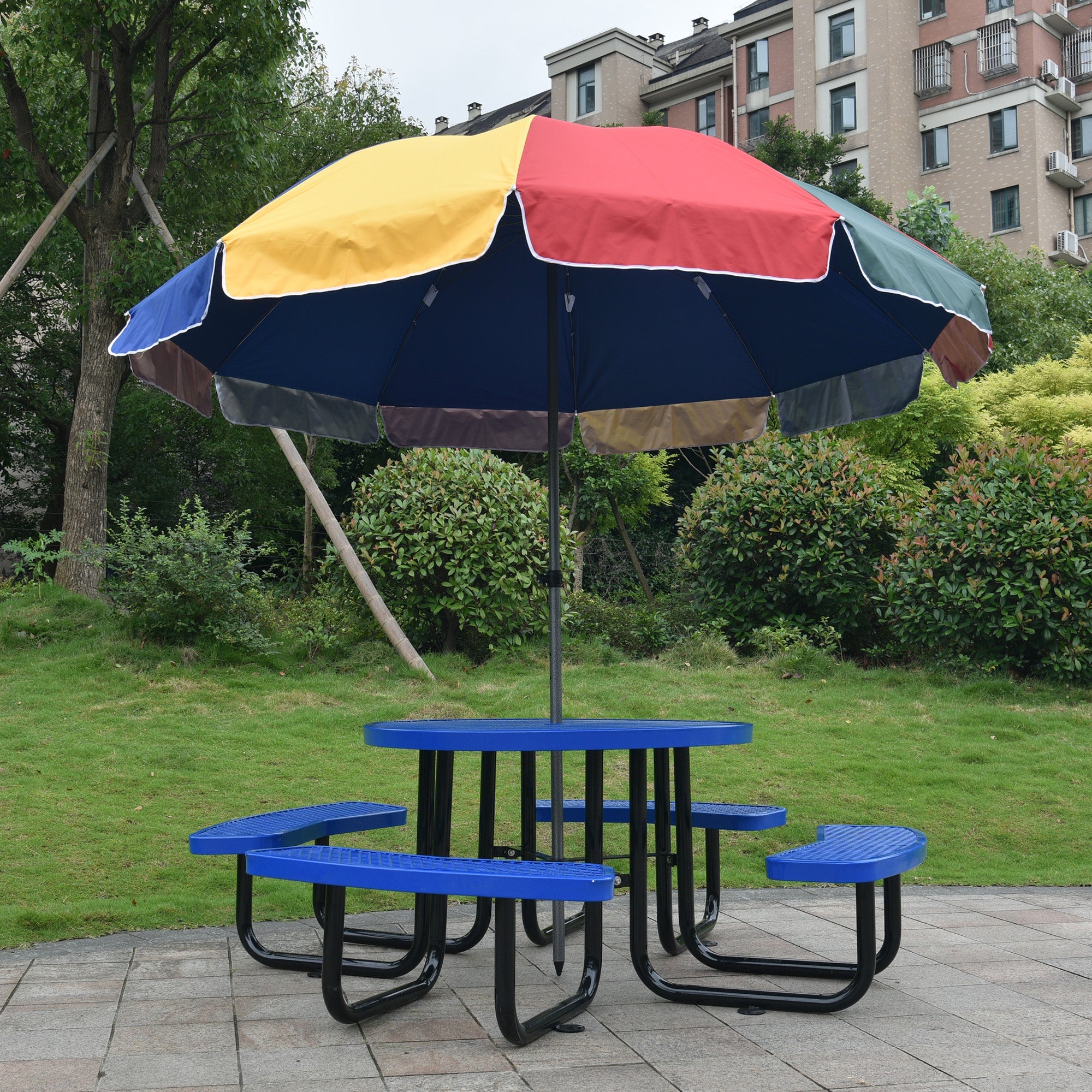 Round Outdoor Steel Picnic Table 46"