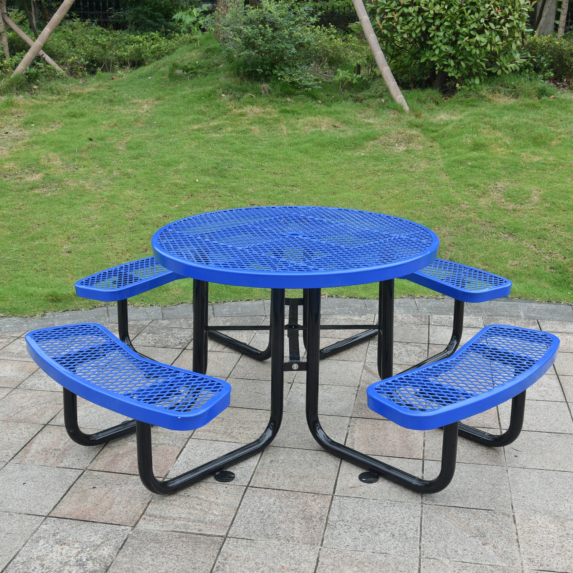 Round Outdoor Steel Picnic Table 46"