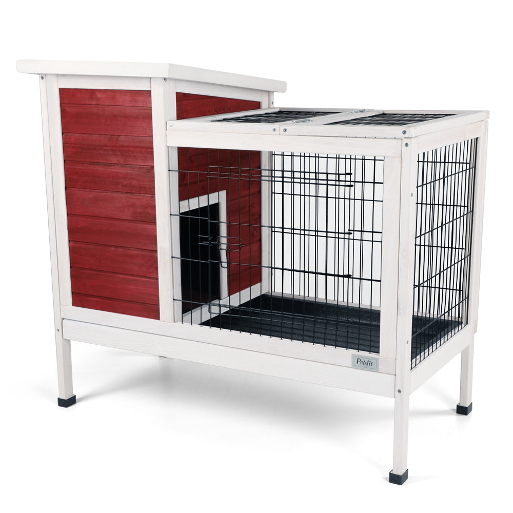 Two-Tier Wooden Indoor/Outdoor Rabbit Cage