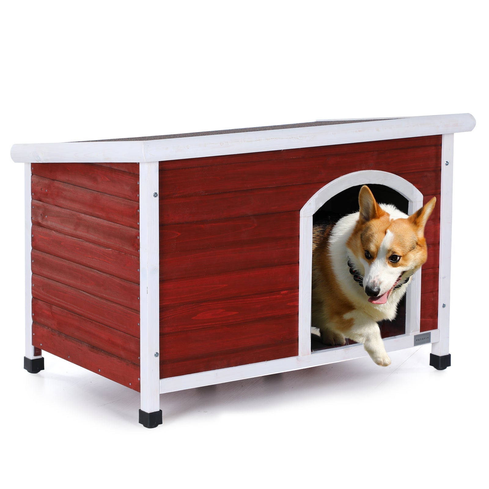 Medium Wooden Outdoor Dog House with Waterproof Roof