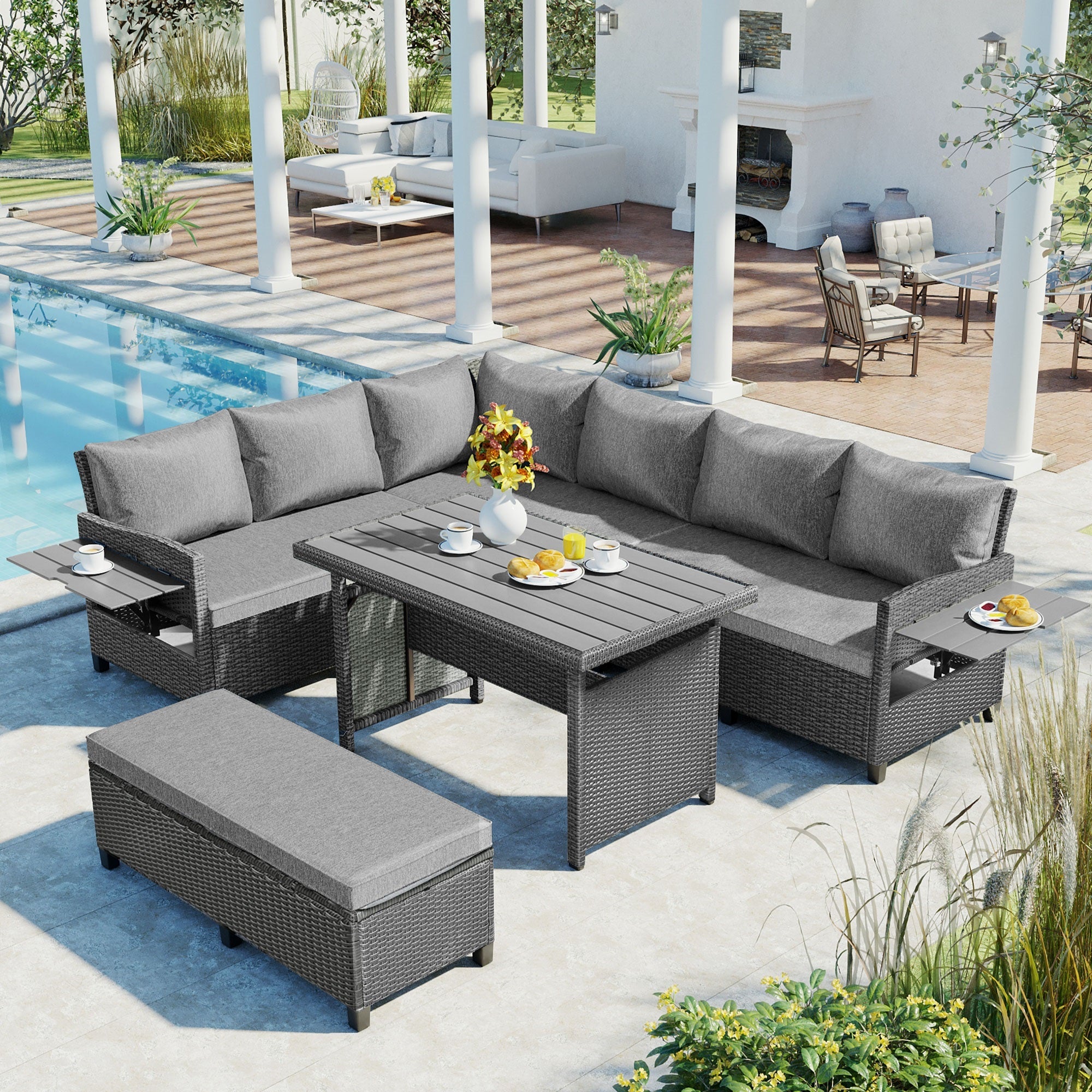 TOMAX 5-Piece Outdoor Patio Rattan Sofa Set