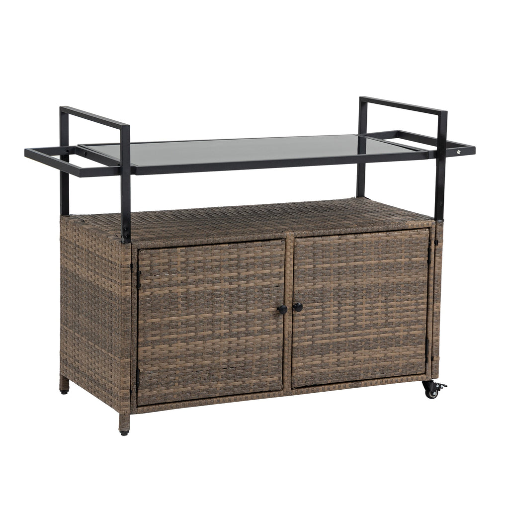 Outdoor Wicker Bar Cart - Stylish Serving Solution