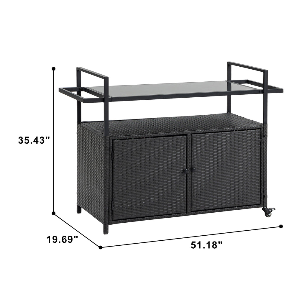 Outdoor Wicker Bar Cart - Stylish Serving Solution