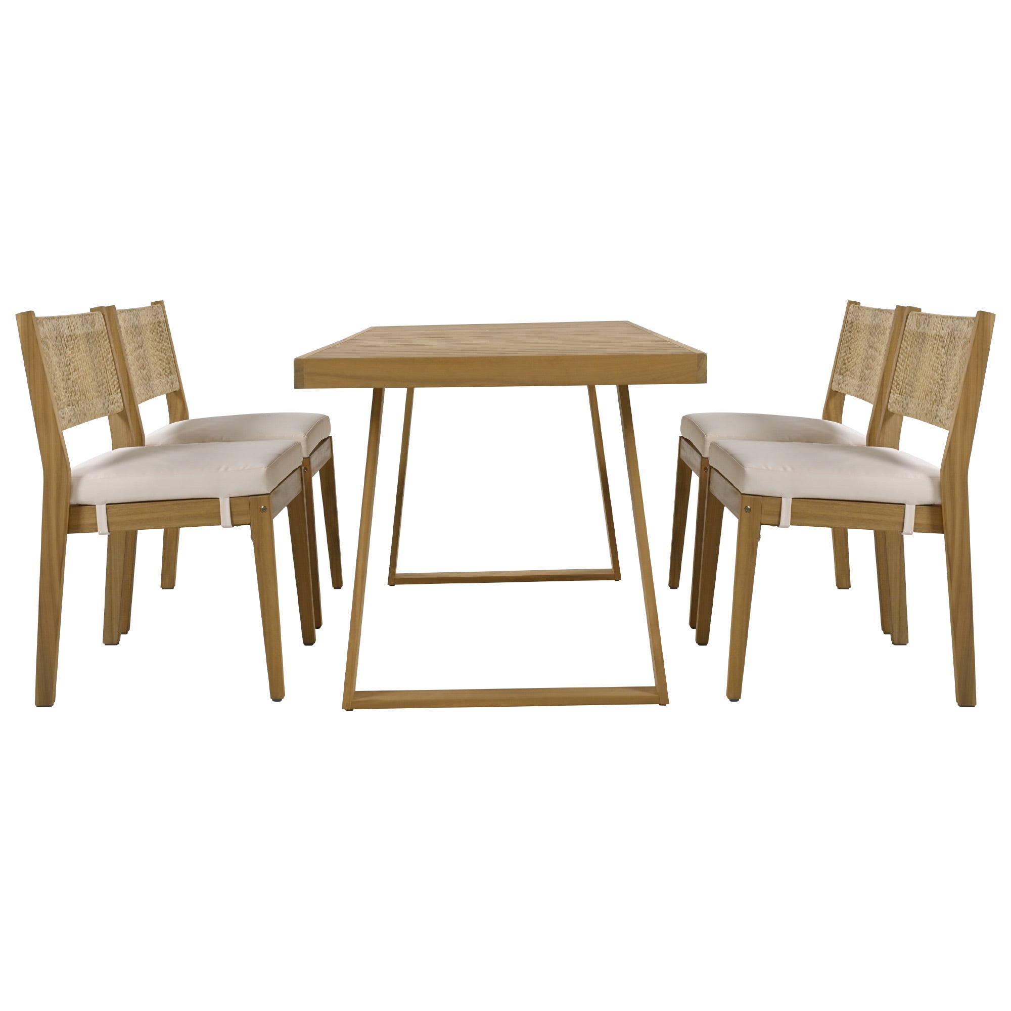 U_Style Multi-Person Outdoor Acacia Wood Dining Table and Chair Set