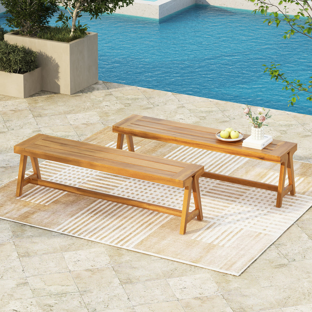 Outdoor Dining Benches (Set of 2)