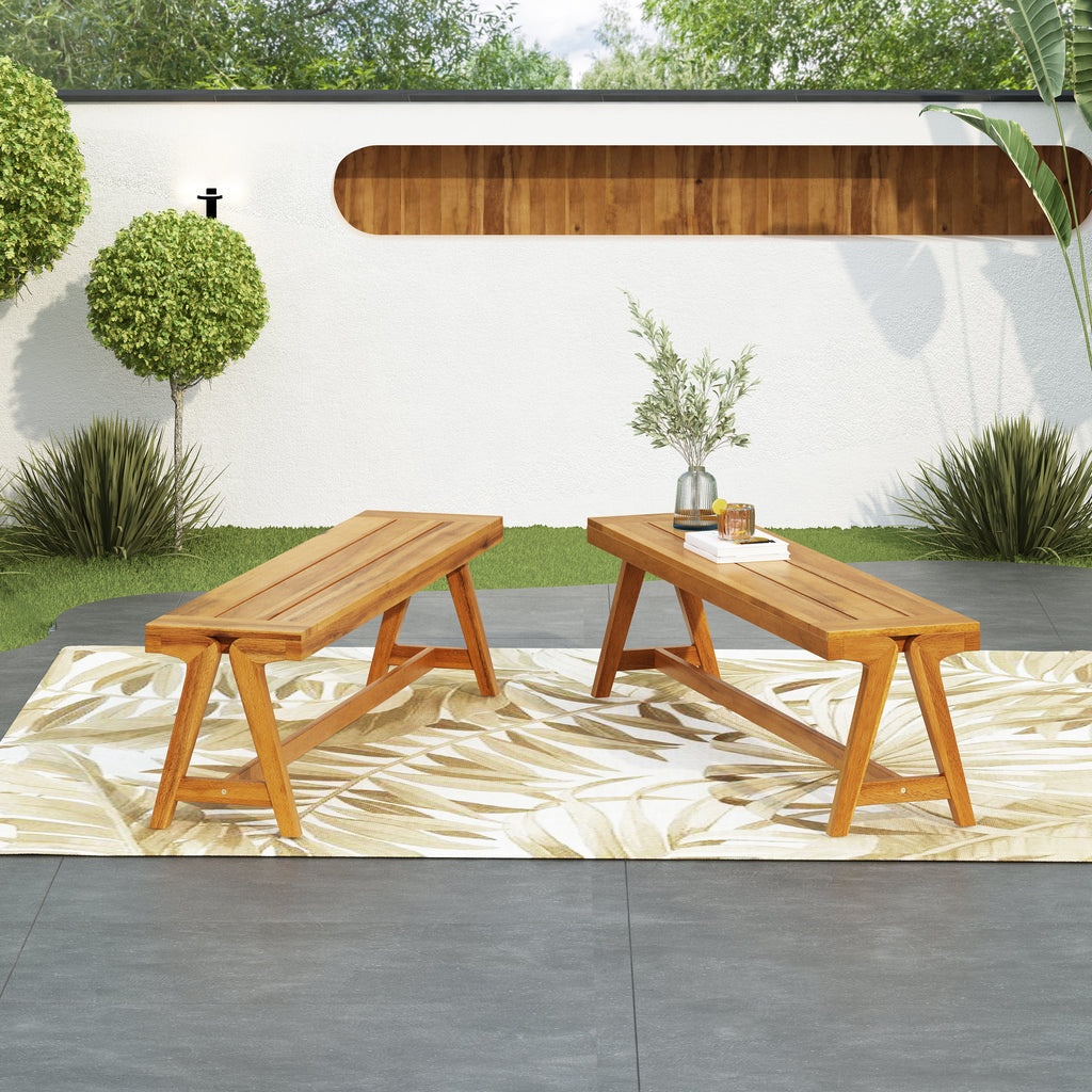 Outdoor Dining Benches (Set of 2)