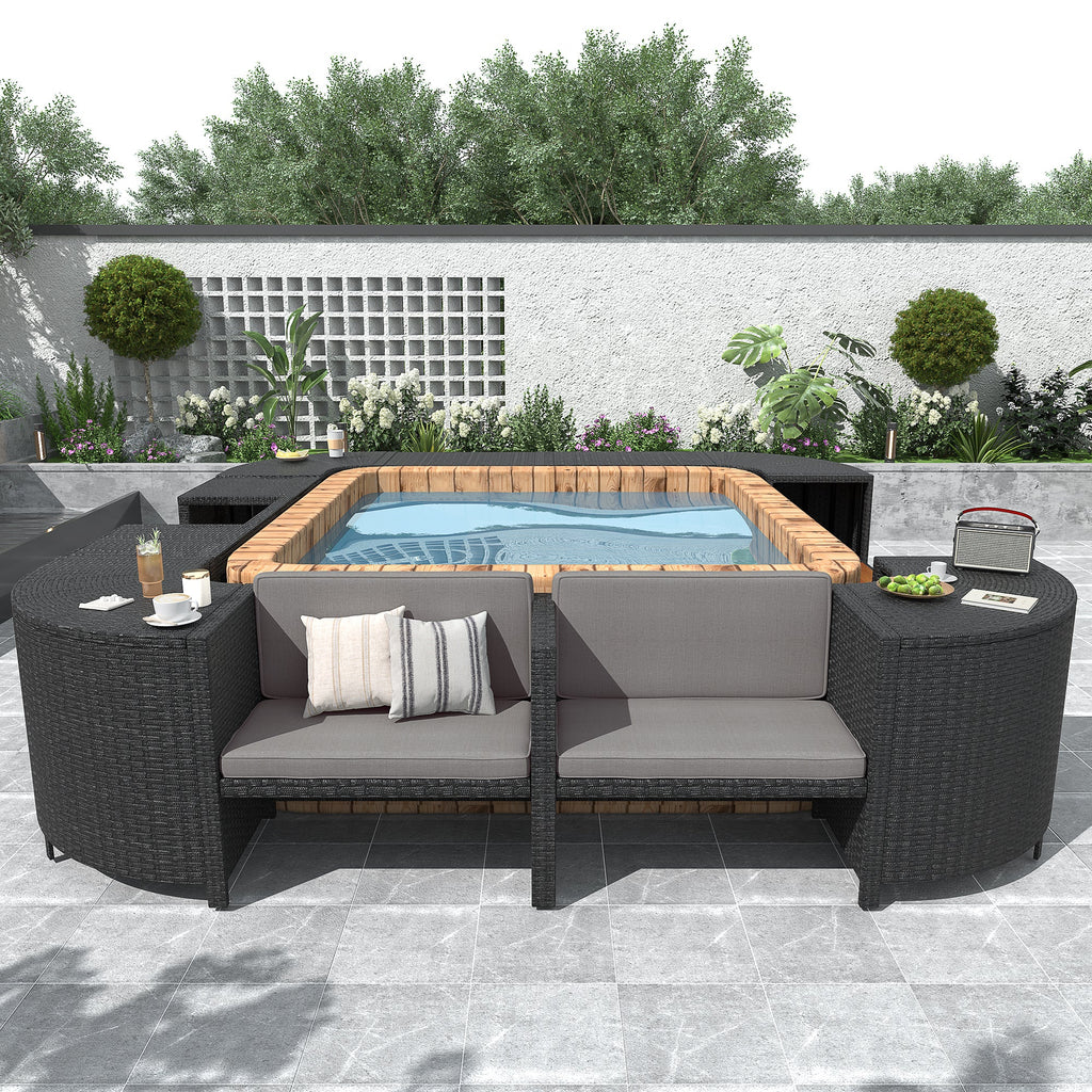 Spa Surround Spa Frame Quadrilateral Outdoor Rattan Sectional Sofa Set