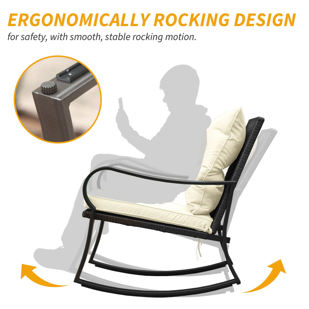 Metal 2-Person Outdoor Patio Rocking Seating Group with Cushions