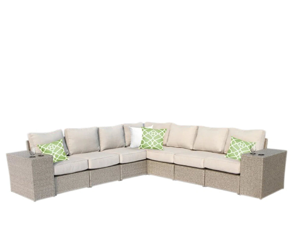 Outdoor Wicker 6-Person Sofa Set with Cushions