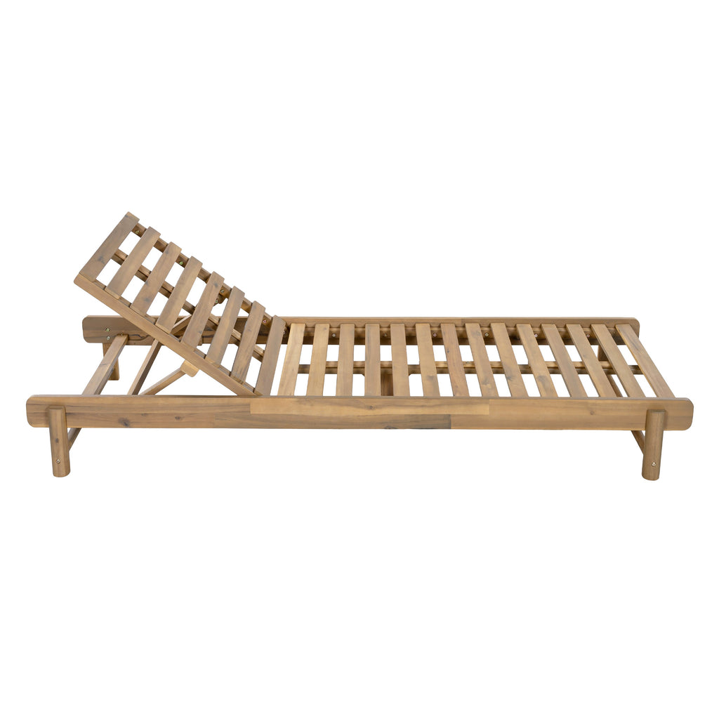 Light Teak Finish Acacia Wood Chaise Lounge Frame