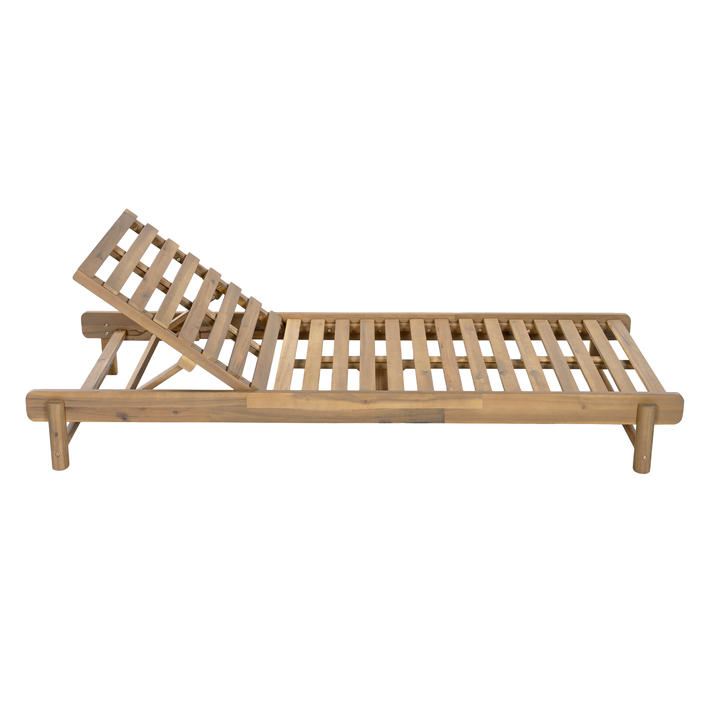 Light Teak Finish Acacia Wood Chaise Lounge Frame