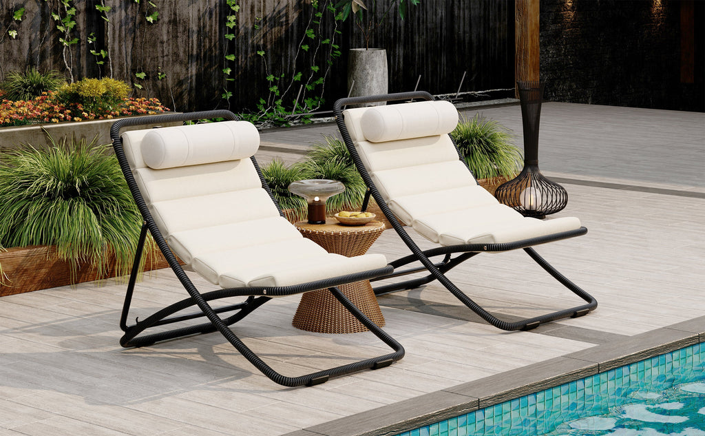 TREXM 2-Piece Outdoor Folding Chair Set