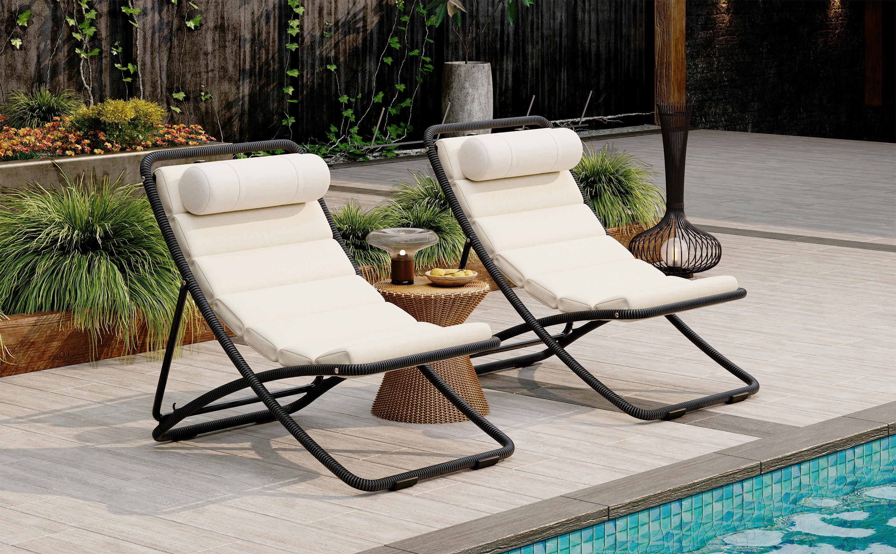 TREXM 2-Piece Outdoor Folding Chair Set
