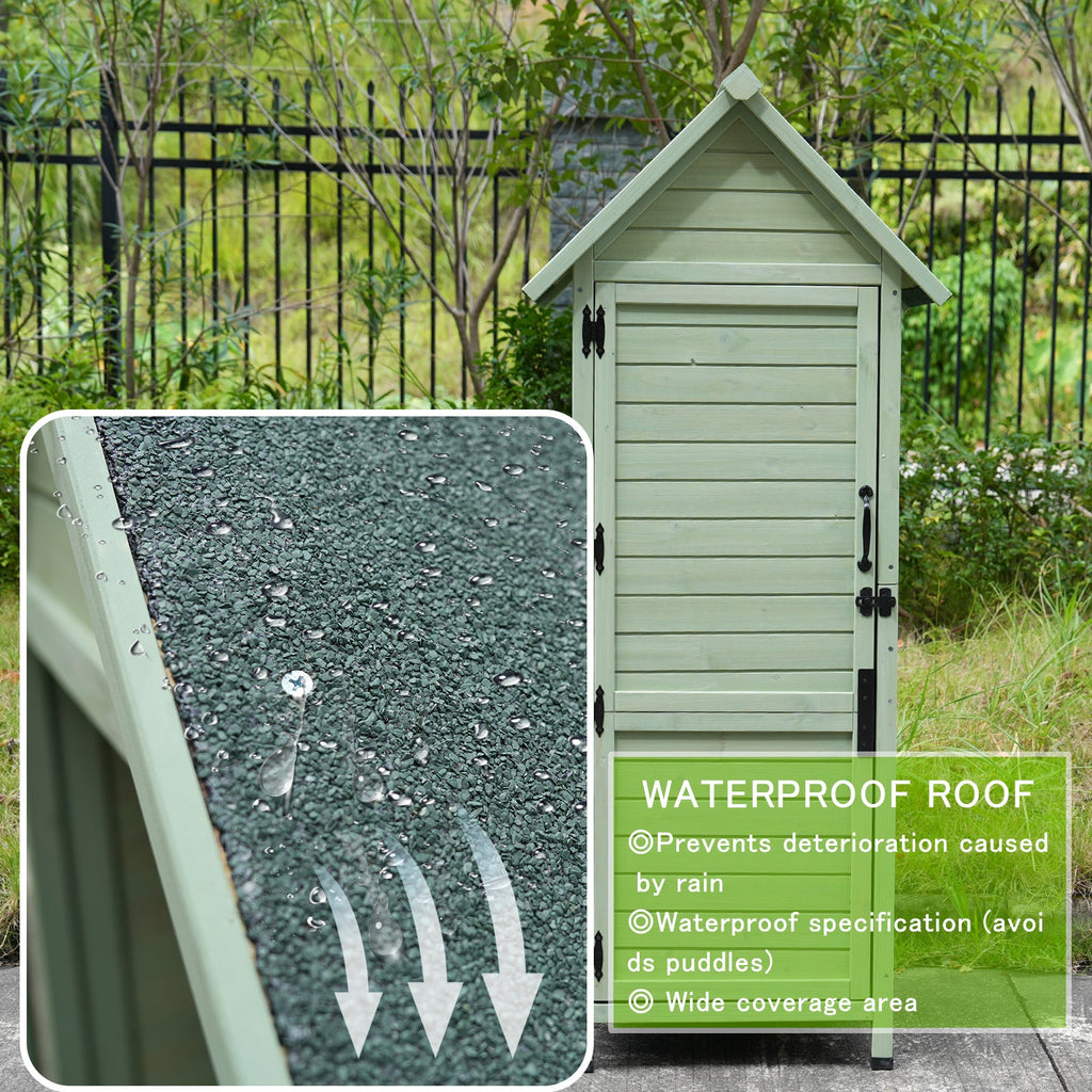 Outdoor Wooden Storage Shed, Tall Narrow Garden Tool Cabinet