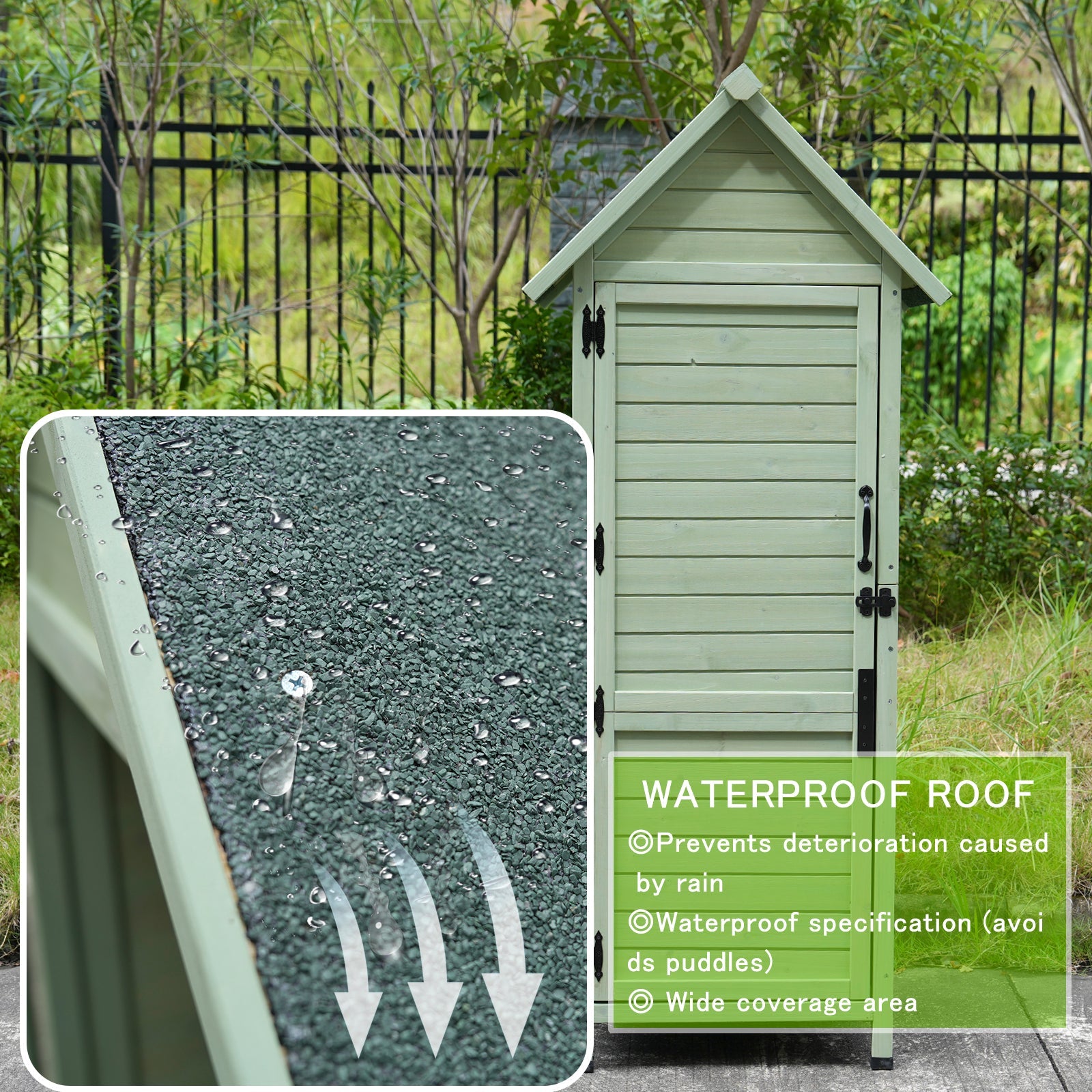 Outdoor Wooden Storage Shed, Tall Narrow Garden Tool Cabinet