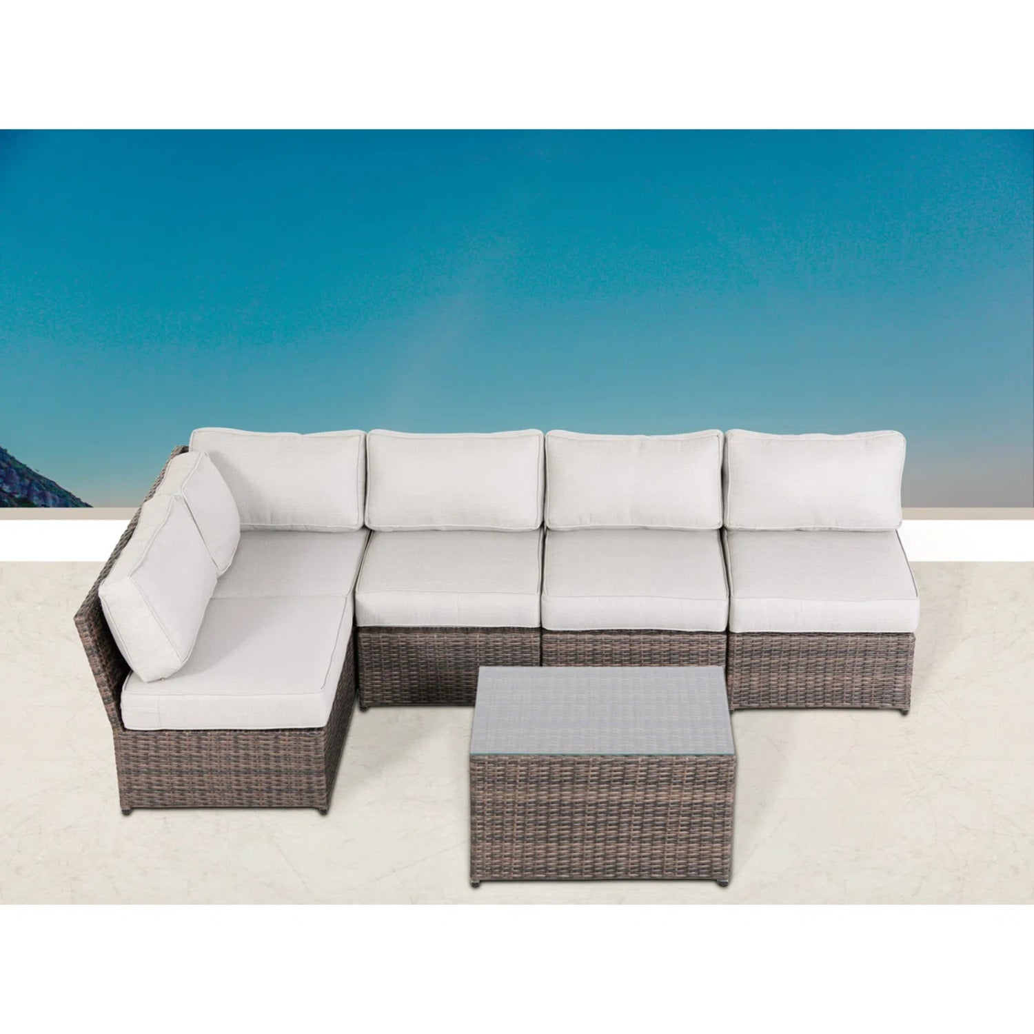 4-Person Outdoor Wicker Seating Set with Cushions – Fully Assembled