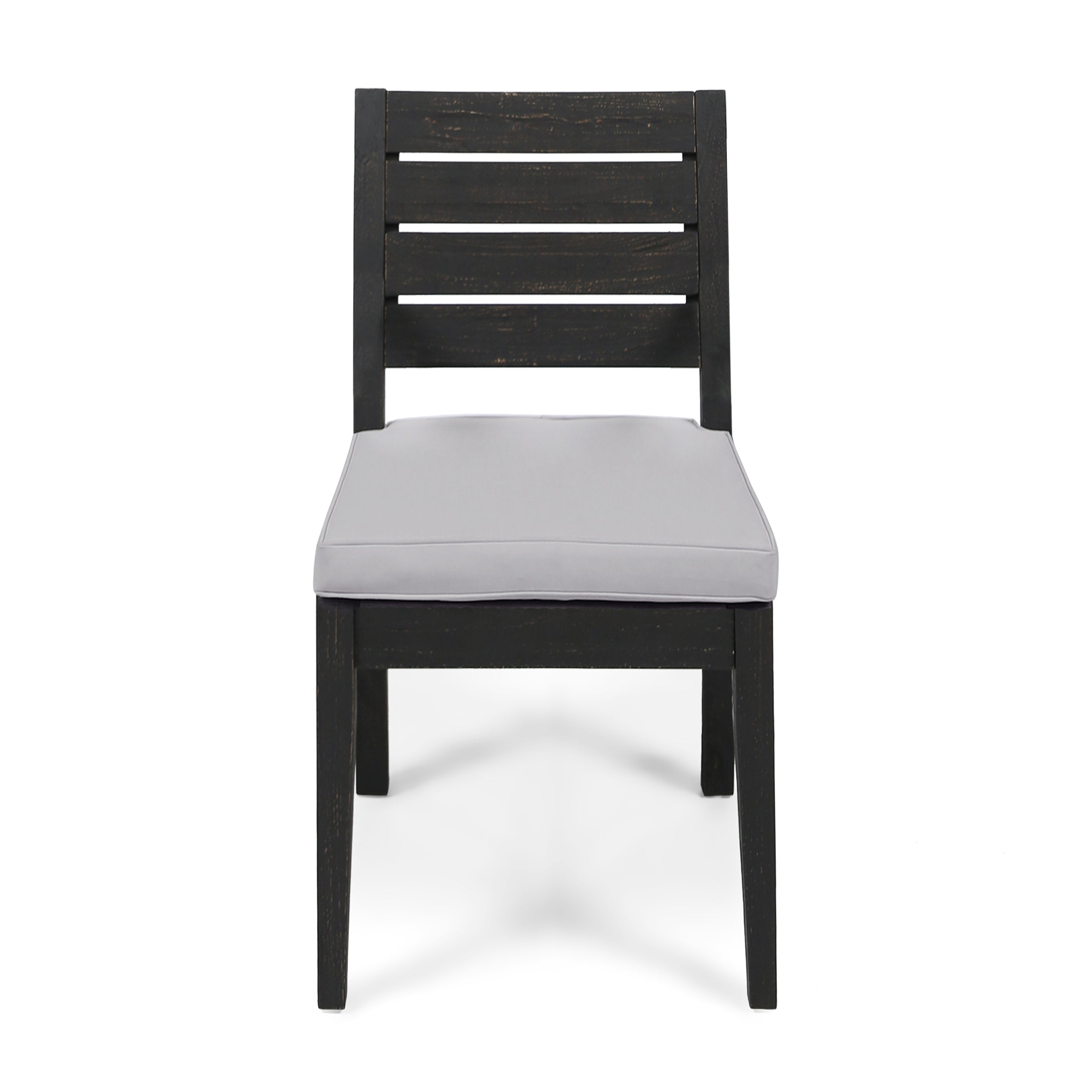 Outdoor Acacia Wood Armless Dining Chair with Cushions (Set of 2)