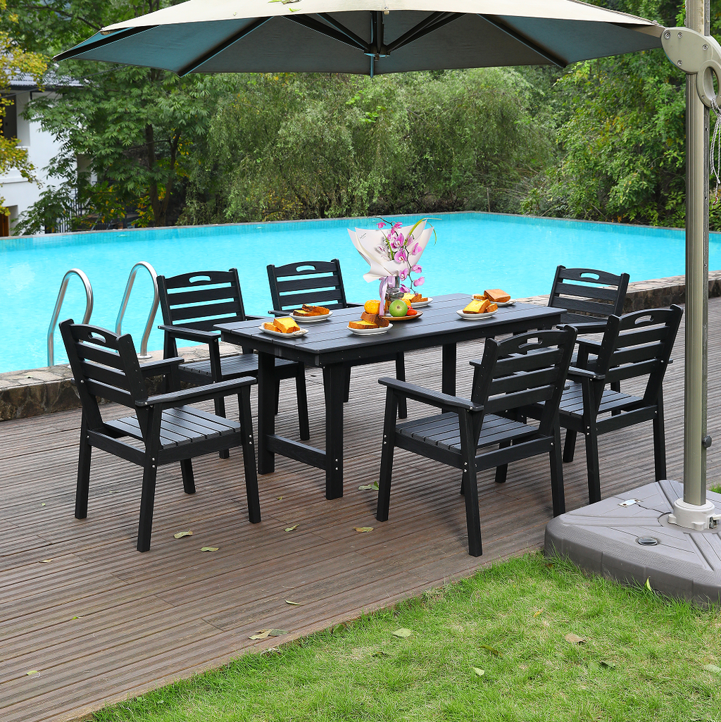 HDPE Outdoor Patio Dining Set - Table and 6 Chairs