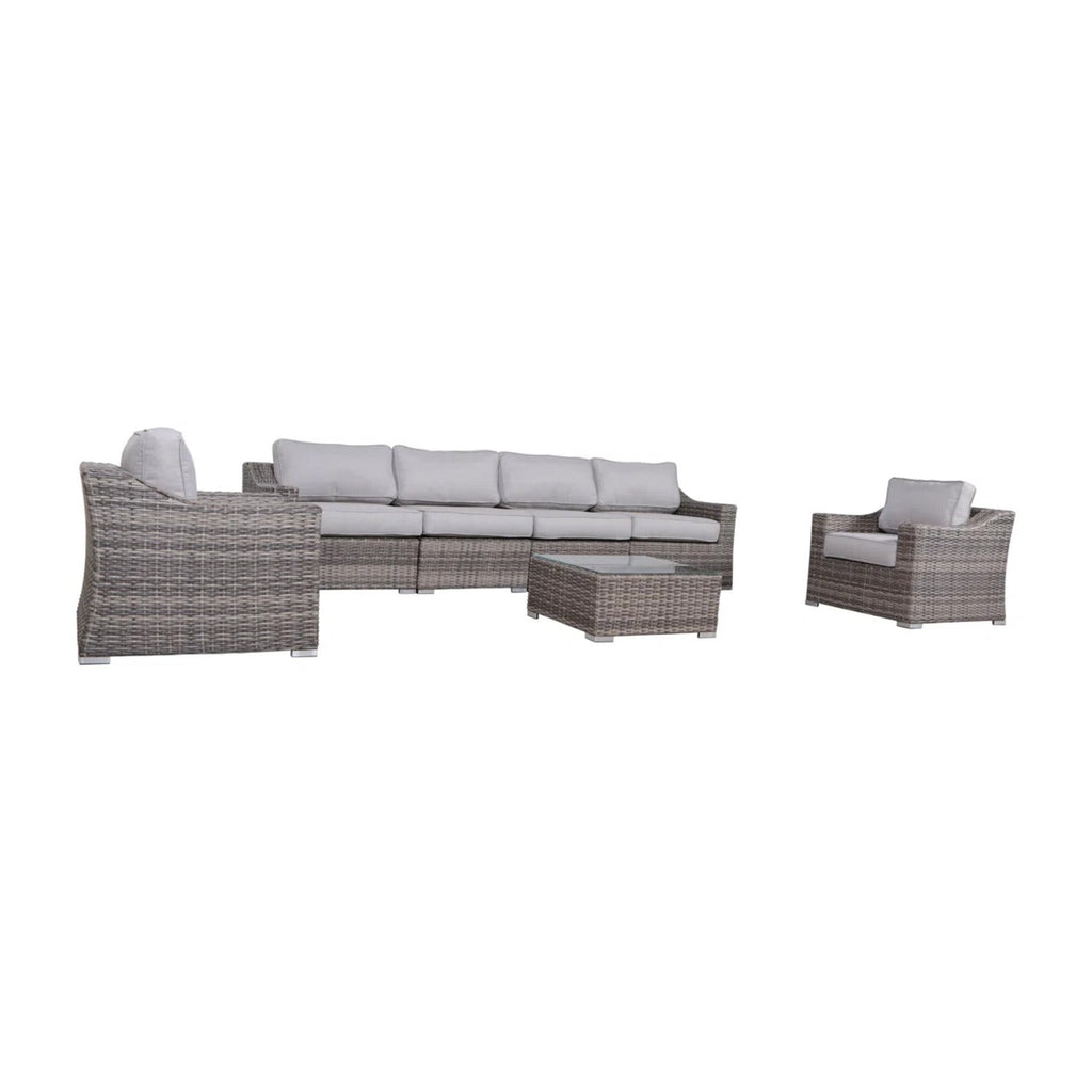 LSI Fully Assembled Outdoor Wicker Seating Group for 6 with Cushions