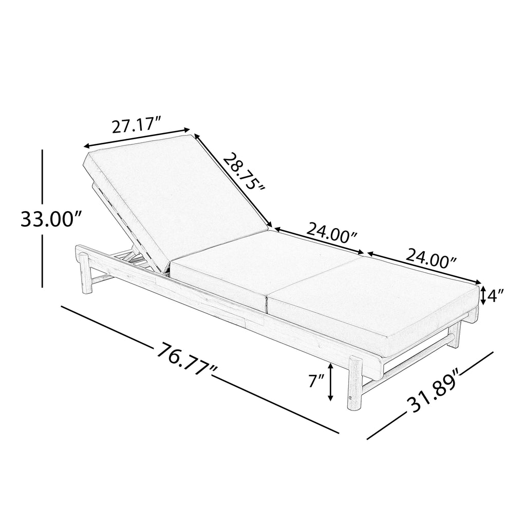 Light Teak Acacia Wood Chaise Lounge Set