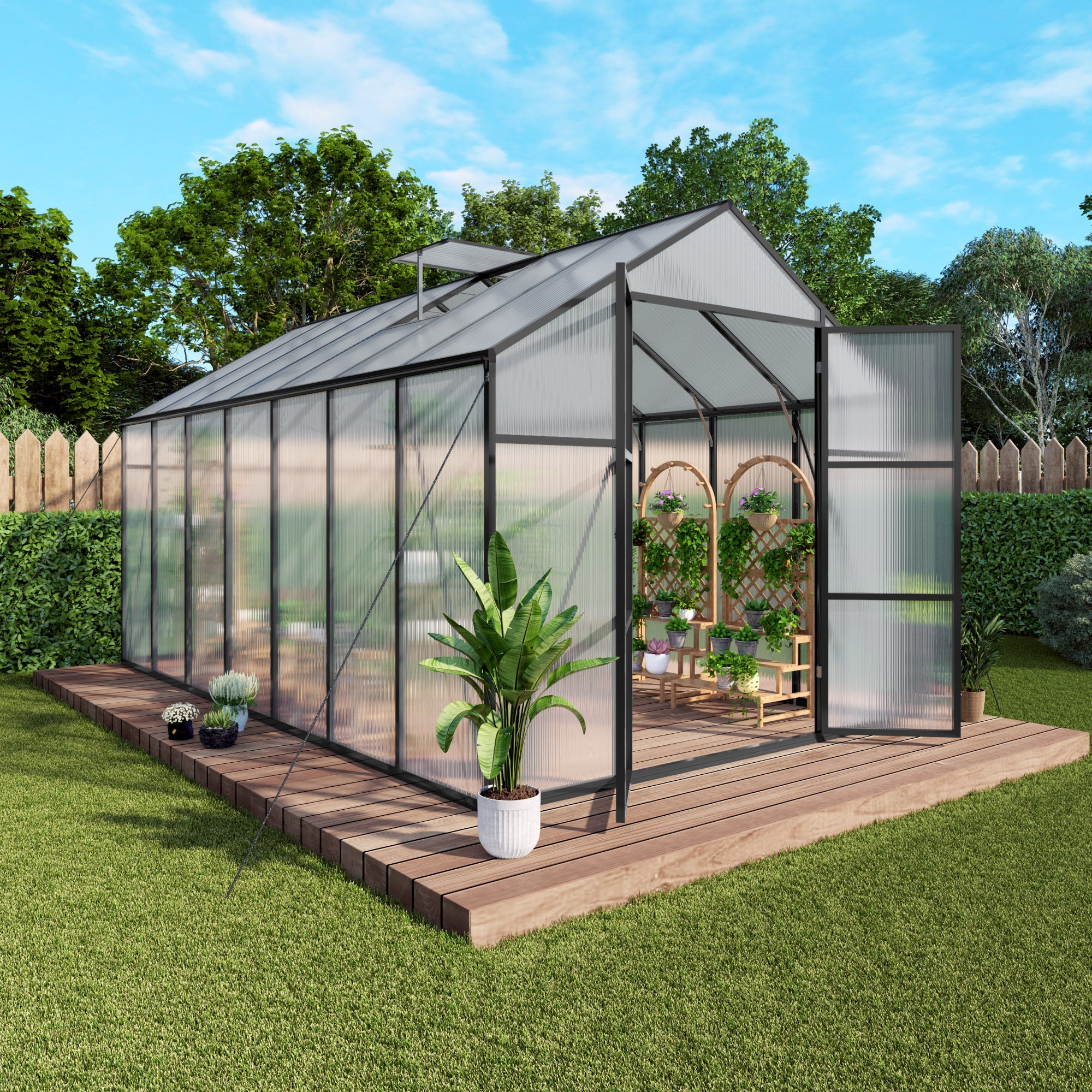 8x14 FT Aluminum Greenhouse for Outdoor Use