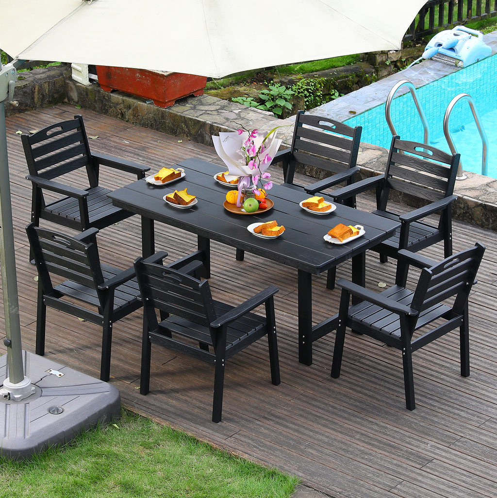 HDPE Outdoor Patio Dining Set - Table and 6 Chairs