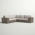 LSI 102'' Wide Outdoor Wicker Patio Sectional with Cushions