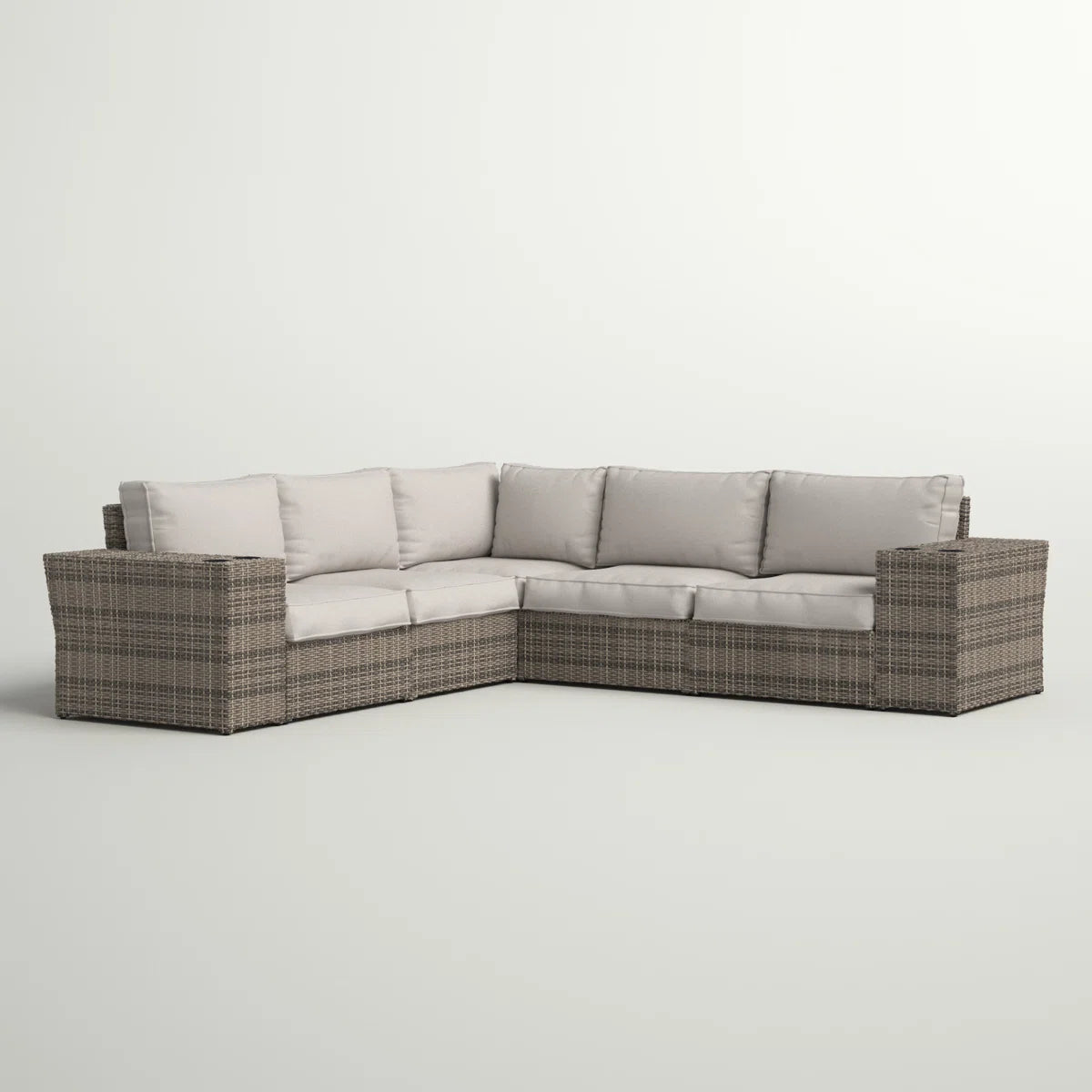 LSI 102'' Wide Outdoor Wicker Patio Sectional with Cushions