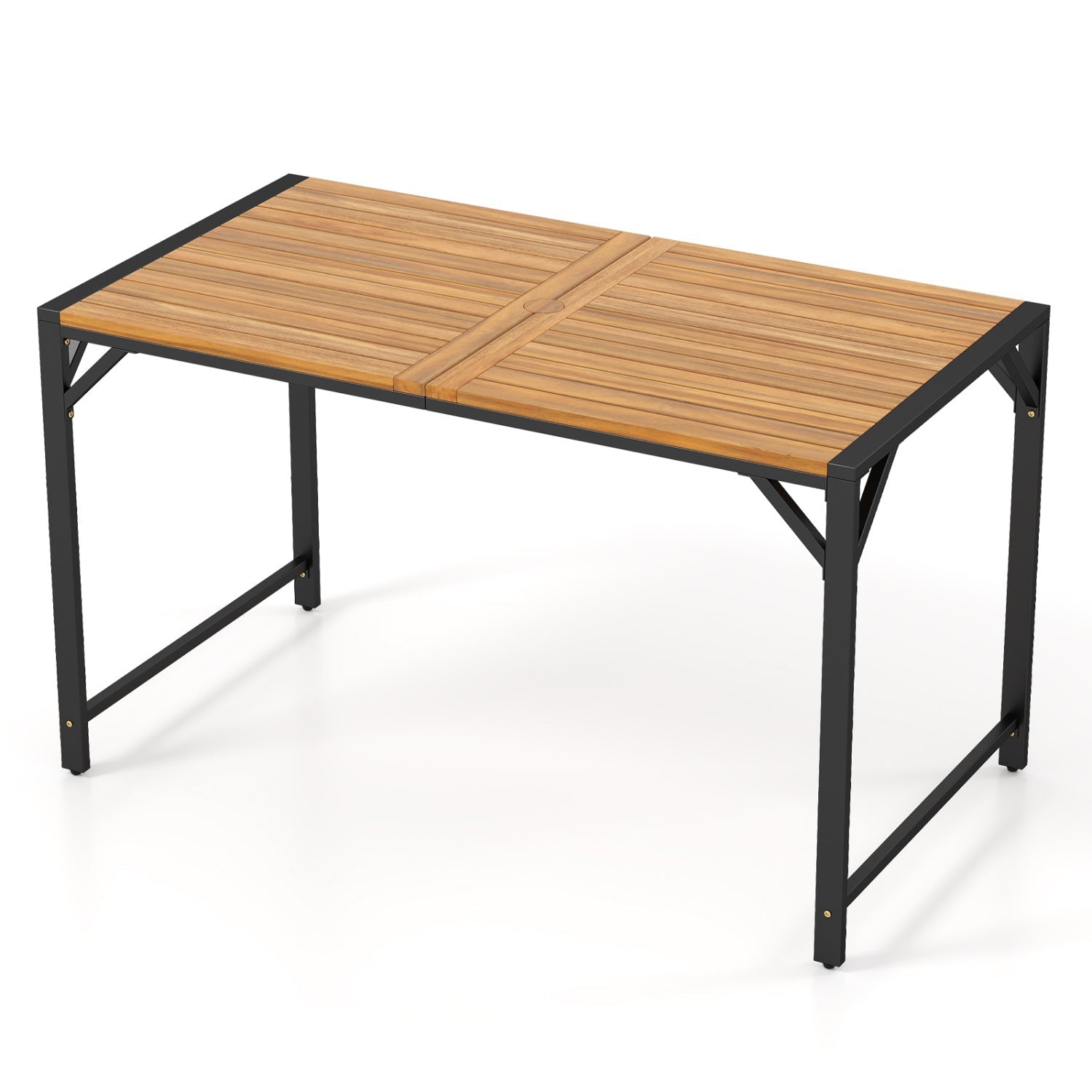 51" Acacia Wood Patio Dining Table with Umbrella Hole