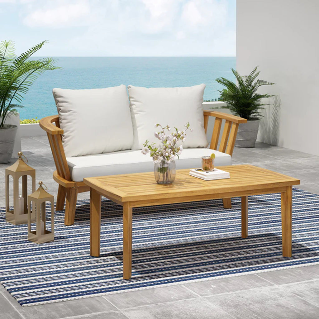2-Person Outdoor Acacia Wood Patio Seating Group