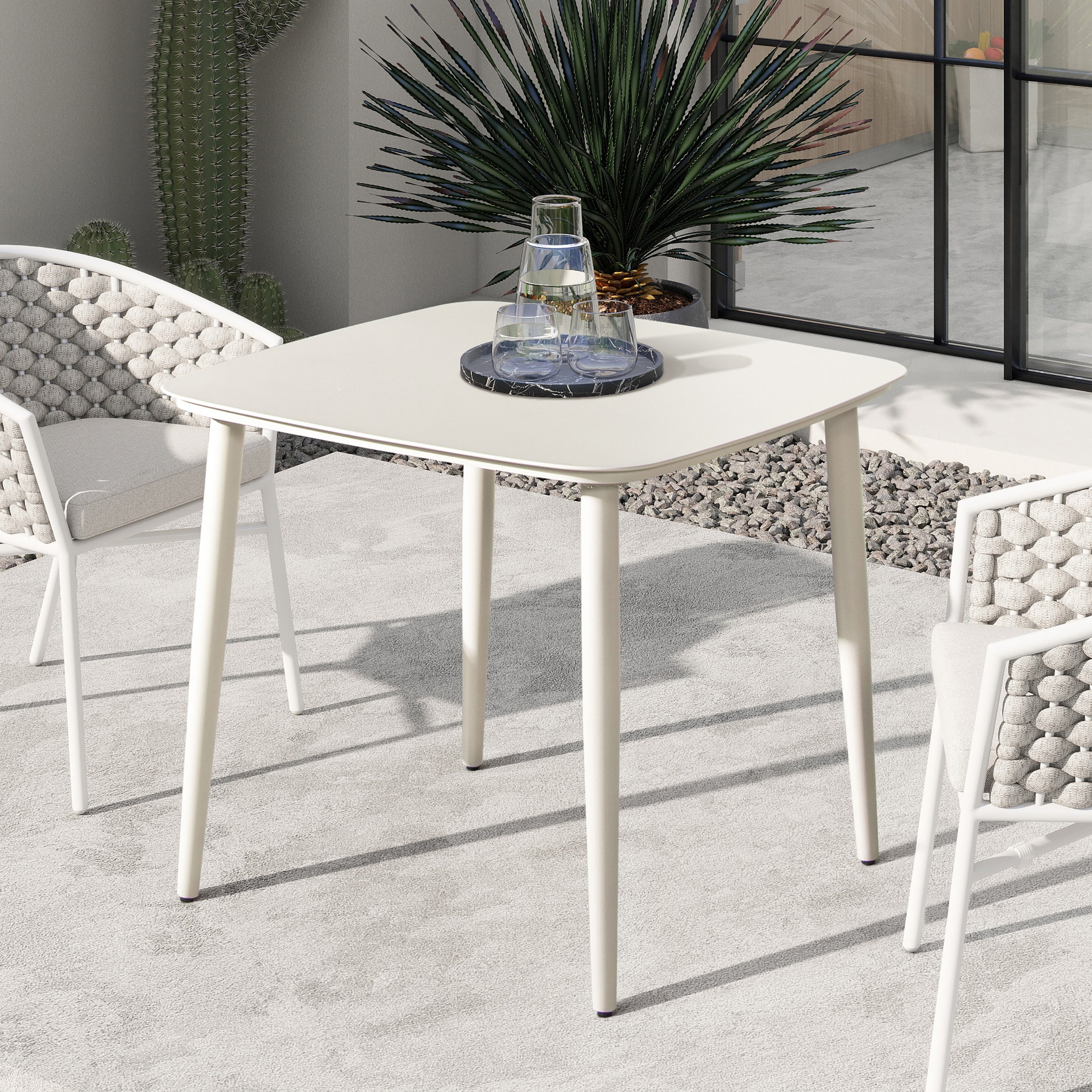 Santorini 33.5" Square Outdoor Patio Table Aluminum